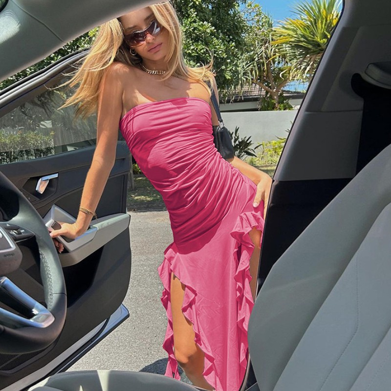 Robe irrégulière à la poitrine enveloppée, nouvelle mode été 2024 pour femmes_voghion.com