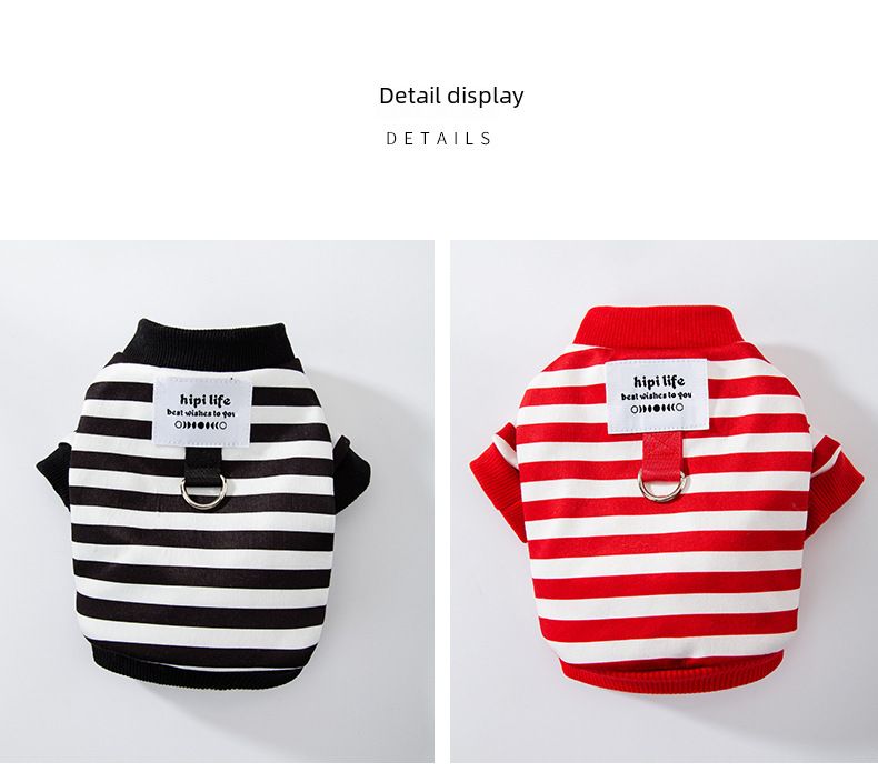 Autumn and Winter Dog Simple Stripe Tragable Sweatshirt Casual Style Cat Two-legged Teddy Pet Clothes_voghion.com