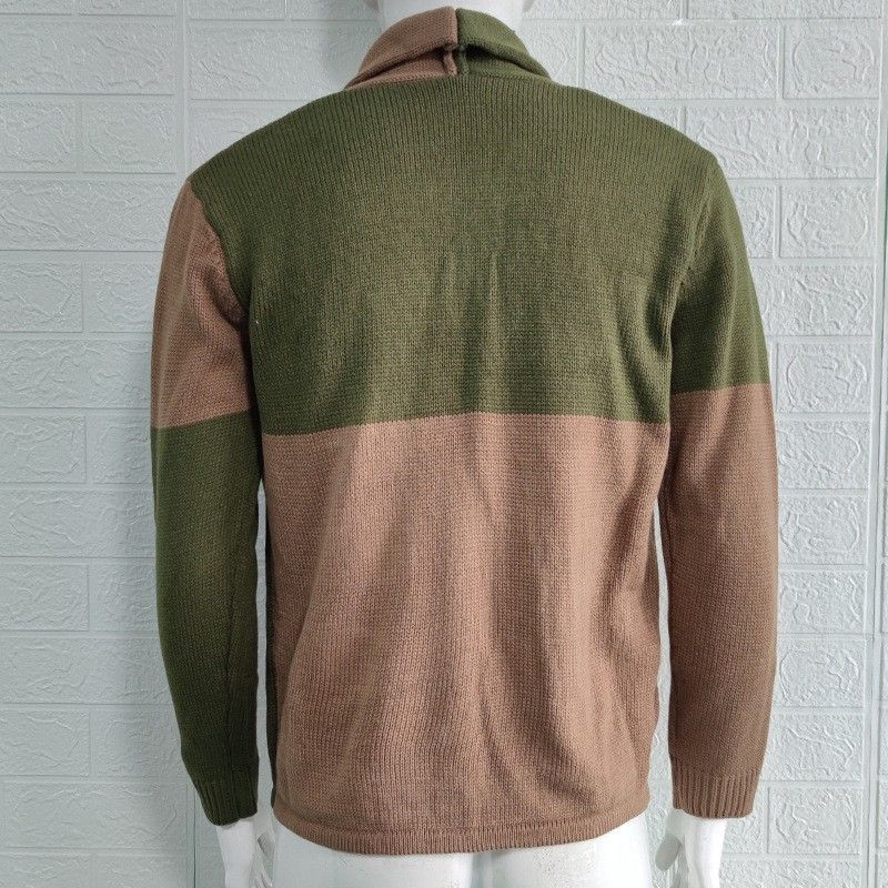 Herrenbekleidung dünnes Revers Herren farblich passende Langarm-Jugenddesign All-Match-Strickjacke Strickpullover Herren_voghion.com