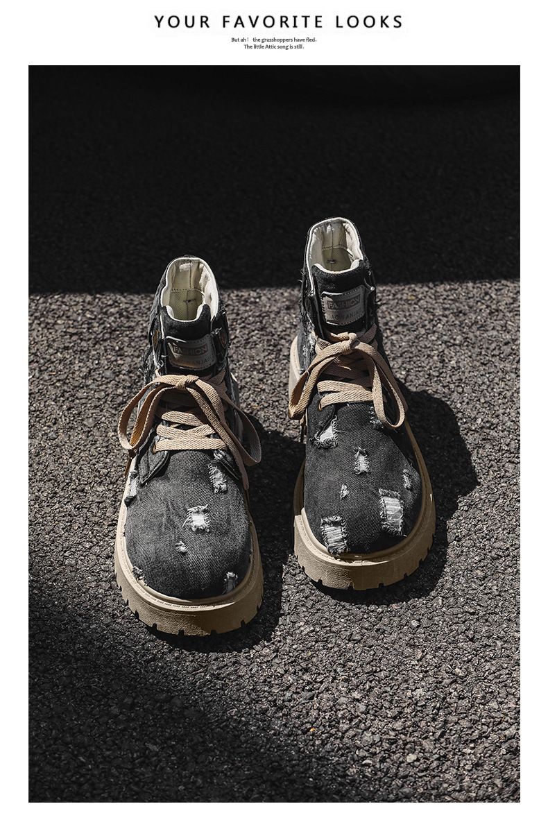 Herren-Cowboystiefel aus Denim mit dicker Sohle und halbhoher Wadenlänge – Vintage-Arbeitskleidungsstil mit EVA-Polsterung und PVC-Laufsohle_voghion.com