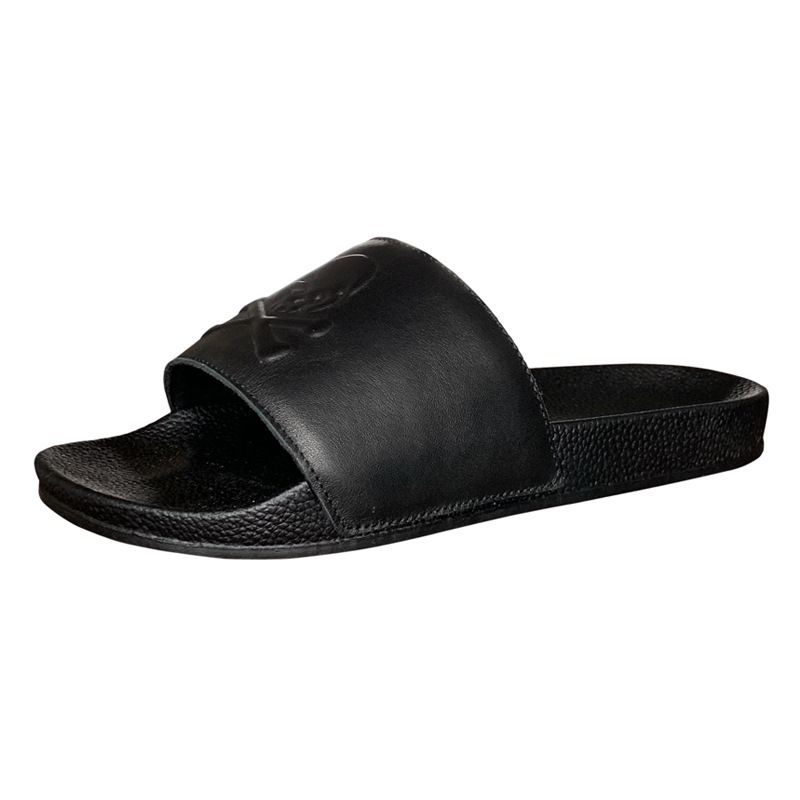 MMJ Skelettkopf-Hausschuhe für Herren, Sommer, weiche Unterseite, Leder, eine Linie, personalisierbar, trendige Marke, cooles Ziehen, Damen_voghion.com