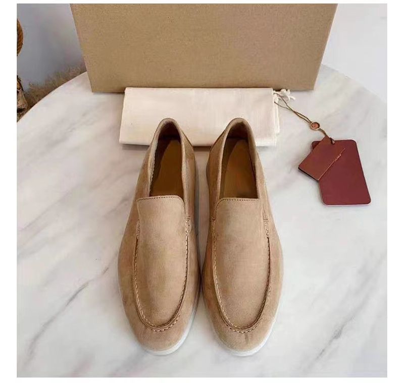 Lefu Beige Sohle 2023 Sommer Neue Leder Britischen Lazy One Foot Kick Bean Schuhe Paar Stil_voghion.com