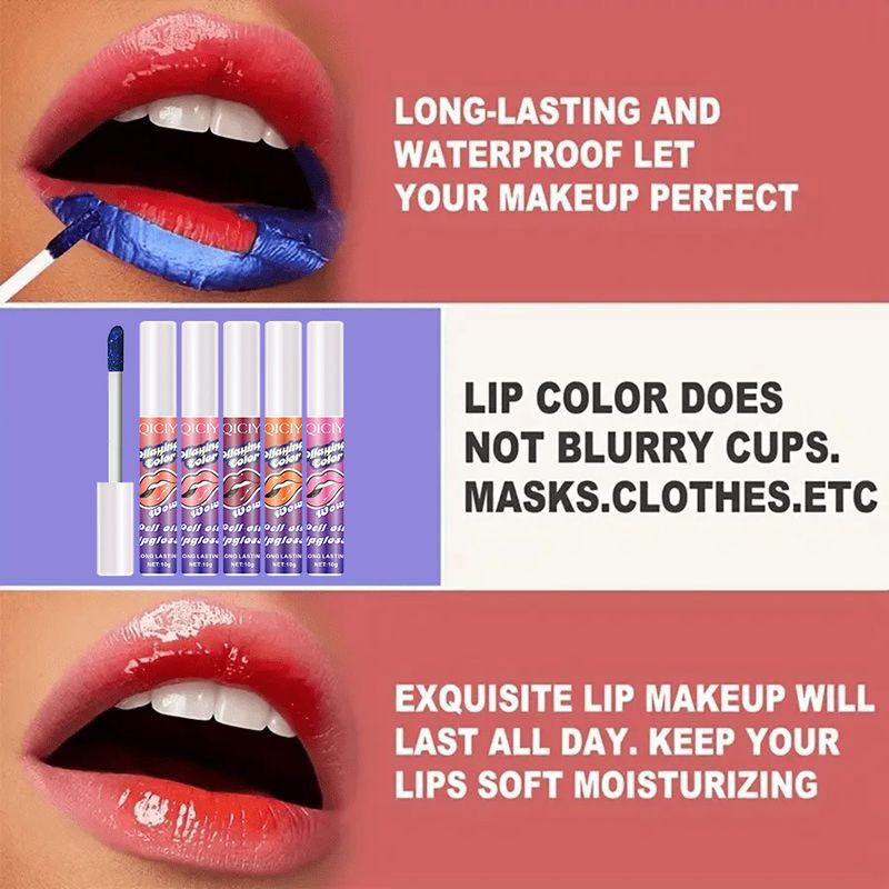 Lip Gloss Exclusive Tear Off Lip Glaze 5 Piece Set Matte Matte Lip Stain Tear Off Lipstick Waterproof Lip Gloss_voghion.com