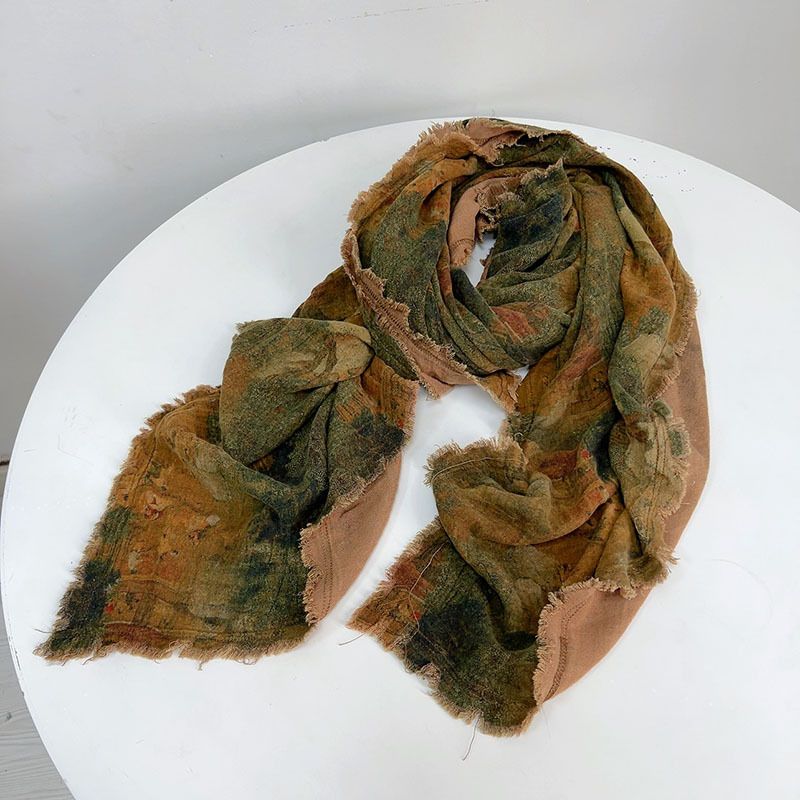 Koreansk version av plisserat lapptäcke i bomull och linne för kvinnors sommarhalsduk, personlig smal varm halsduk_voghion.com