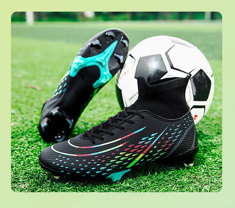 Nuove scarpe da calcio alte transfrontaliere per ragazzi e ragazze, unghie rotte in erba sintetica, scarpe da calcio in pelle per allenamento di competizione studentesca_voghion.com