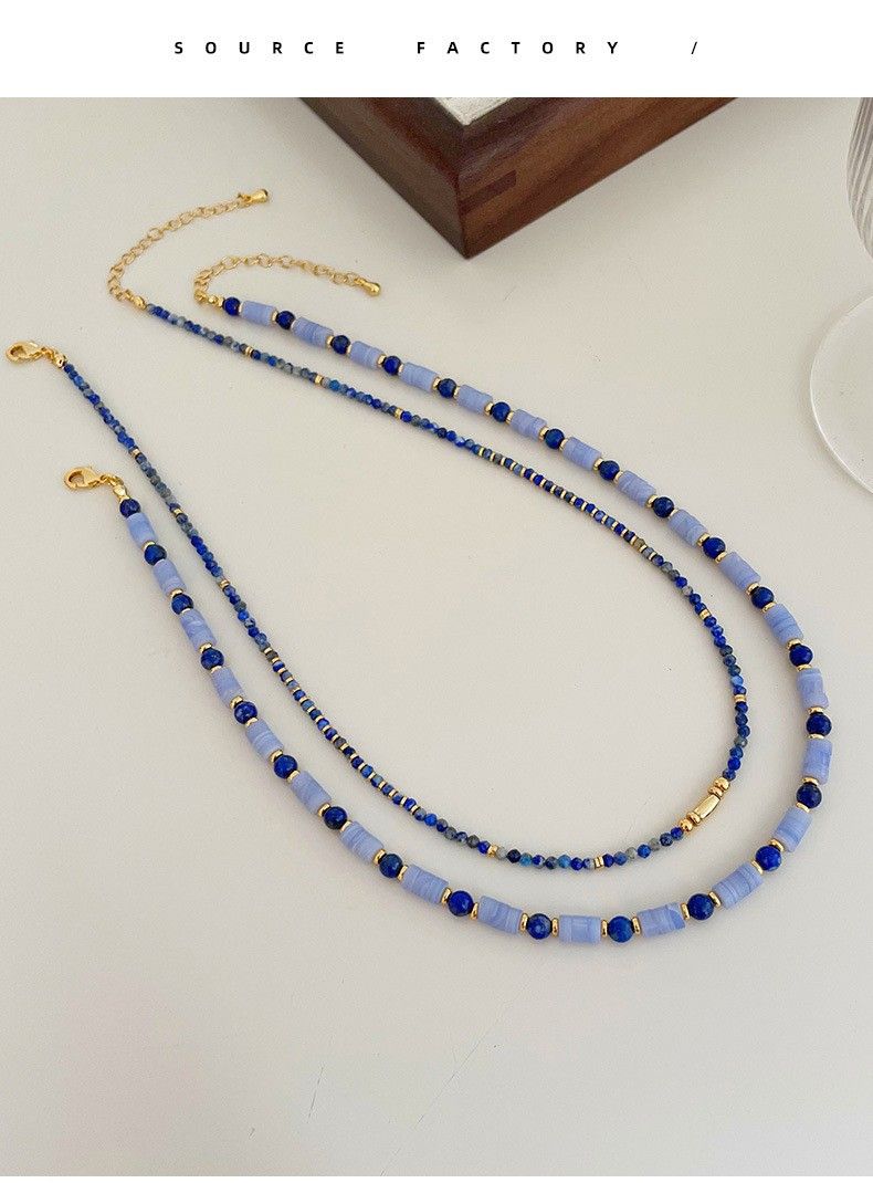Fashionable, Light Luxury, Minimalist Lapis Lazuli Bead Necklace, Exquisite High-end In Spring And Summer, Natural Stone_voghion.com