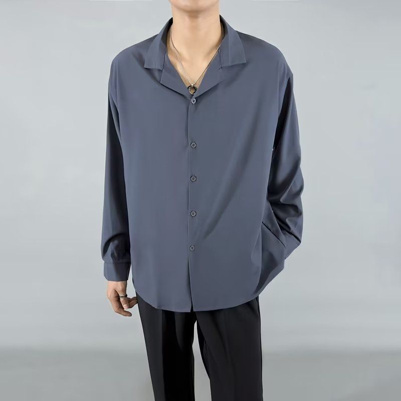 Unbeatable Quality Cuban Collar White High-end Design, Men's Long Sleeved Spring Autumn Suit, Paired With A Niche And Cool Shirt_voghion.com