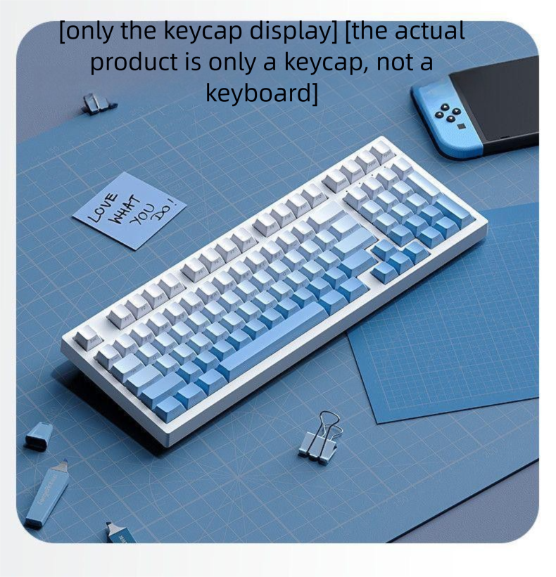 Mist Blue Gradient Side Engraved Translucent PBT Customized 130+ Small Full Set Personalized Dye Sublimation Keycaps_voghion.com