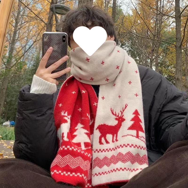 Regalo di Natale Cervo Unisex Inverno Coppia Stile Versatile Sciarpa Tricolore Studente Caldo All'ingrosso Spedizione Gratuita_voghion.com