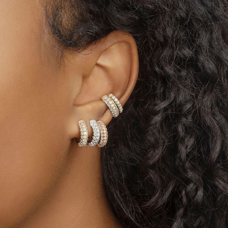 Orecchini a forma di C con polsino a punta in zirconi colorati, coppia asimmetrica, clip per orecchini non forati_voghion.com