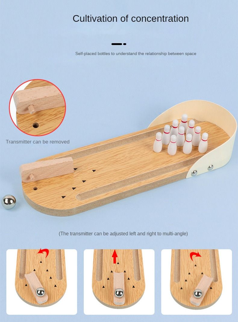Holzbrettspiel für Kinder, Eltern-Kind-Interaktiver Ball, Casual Mini-Version, Desktop-Bowling-Puzzle, Dekompressionsspielzeug_voghion.com