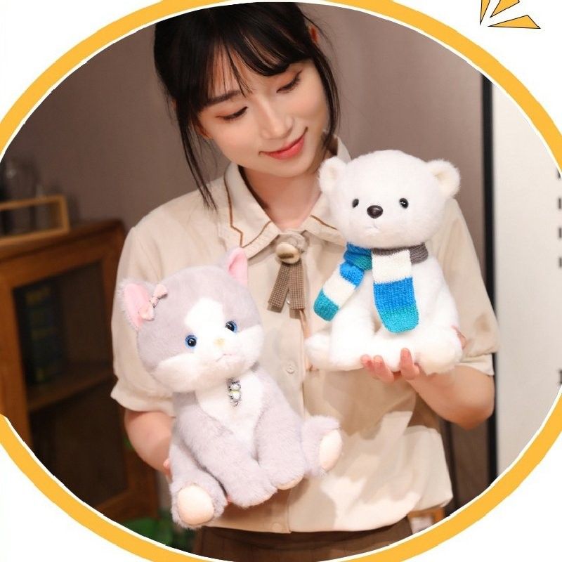 Bear Arctic Adorable Plush With Colorful Scarf Perfect For Kids Soft Companion Toy_voghion.com