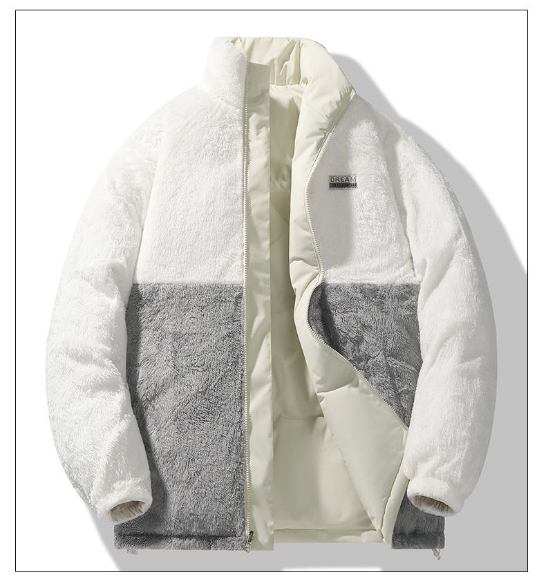 Reversible Fleece-Lined Puffer Jacket – Unisex Stand Collar Coat (Black/Matcha/Khaki/Pink/Purple, XS-4XL)_voghion.com