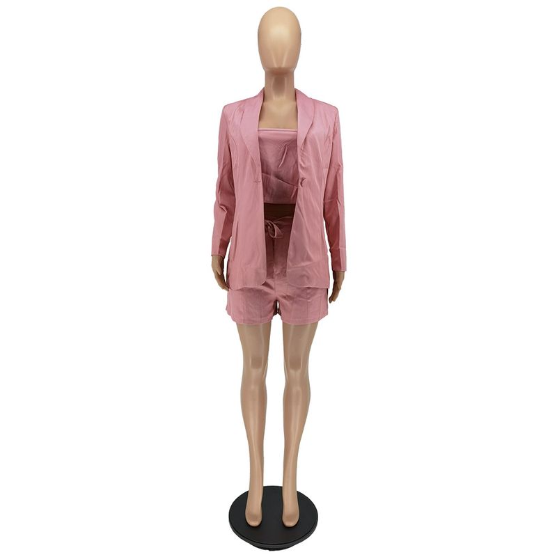 Damenbekleidung Sommermode Neue einfarbige Spitze Kleiner Anzug Dreiteiliger Anzug_voghion.com