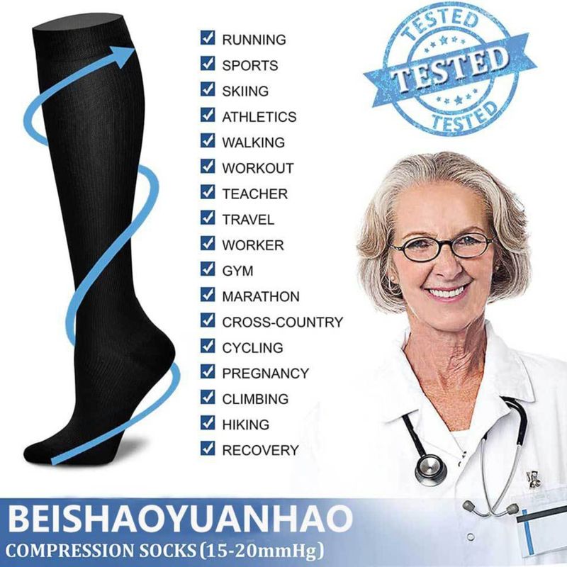 Sports Cycling Plus Size Fitness Leg Elastic Long Tube Compression Socks Shaping_voghion.com
