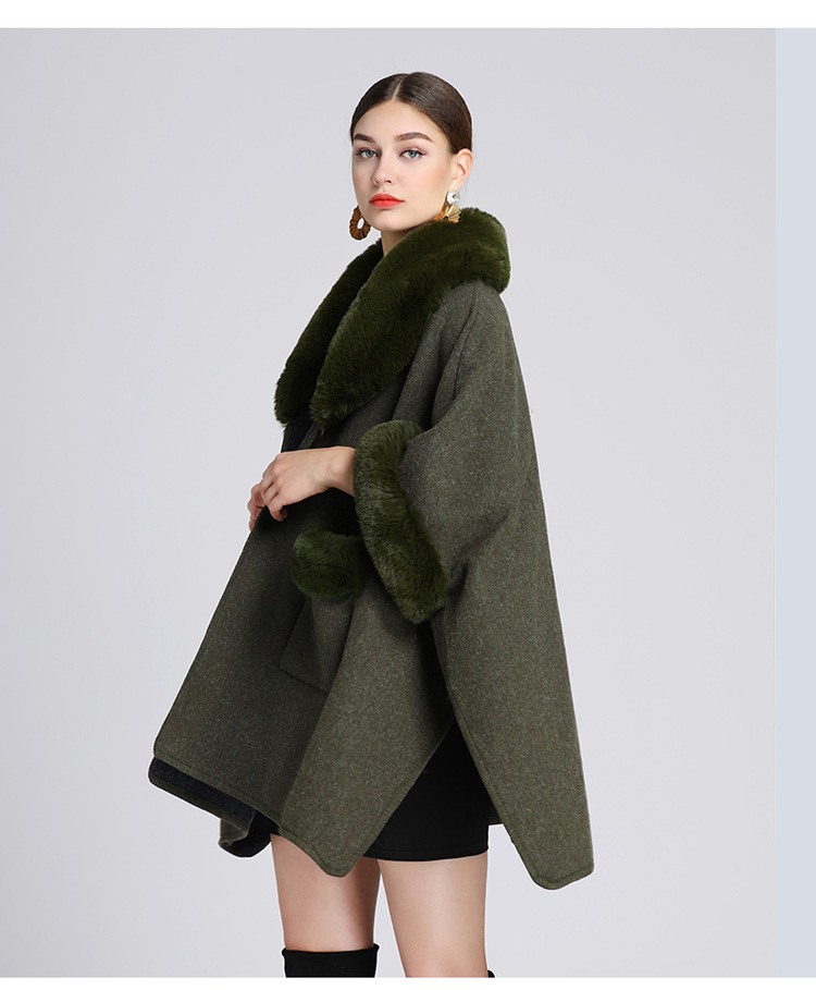 Damenkleeder Imitatioun Rex Kanéngchenpelzkragen Schal Mantel Grouss Gréisst locker Wollmantel Cardigan fir Fraen_voghion.com