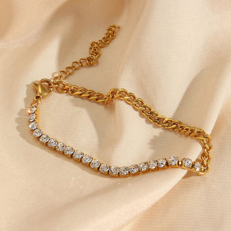 ins mode temperament lätt lyx mångsidig nyckelbenskedja skarvning tunn kubansk kedja zirkon armband halsband_voghion.com