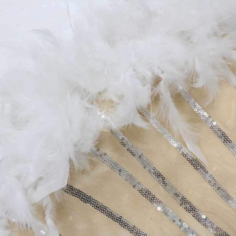 Abito da donna con paillettes in vita e sui fianchi, abito da sera per l'ospite dell'incontro annuale, gonna in pelliccia_voghion.com
