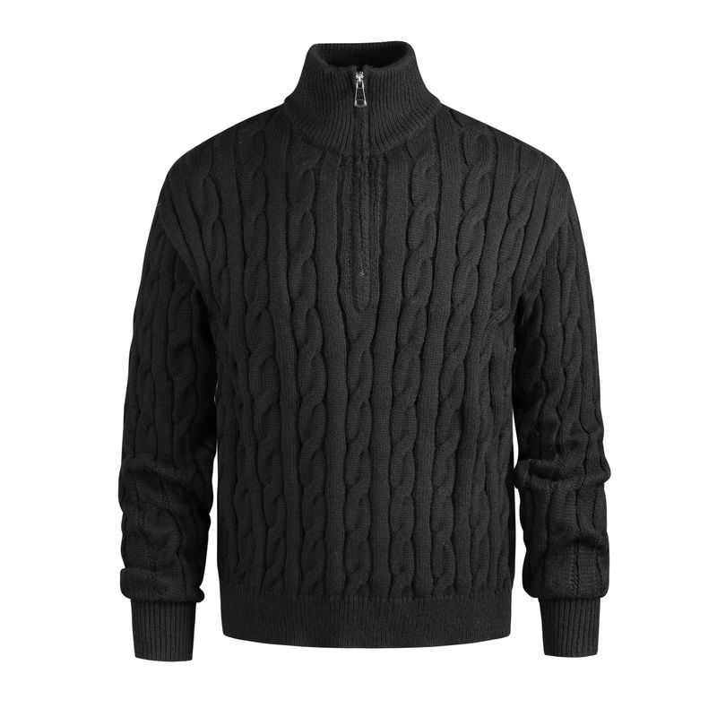Men's Half-Zip High Collar Sweater – Business Casual Knit For Autumn & Winter Men's Clothing_voghion.com