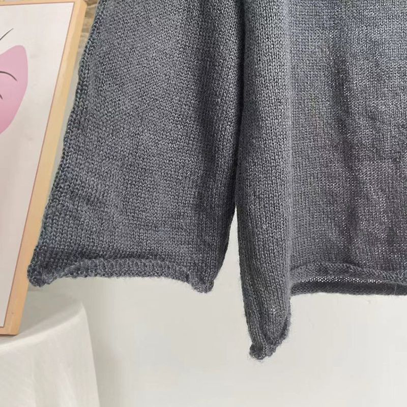 Damenbekleidung Eleganter Spitzen-Strickpullover Damen Herbstmode Lockere Passform Rundhals Langarm Boho Chic Top_voghion.com