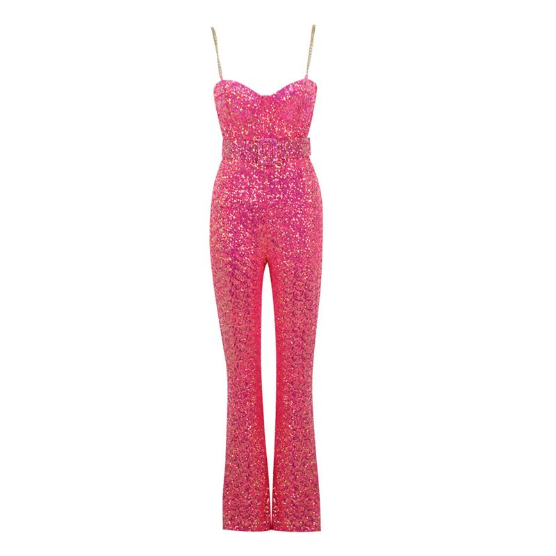 Roupas femininas estilo quente resistente brilhante ouro lantejoulas suspensório macacão europeu e americano moda celebridade festa banquete vestido_voghion.com