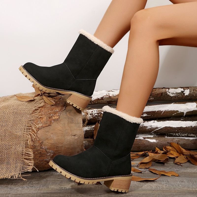 Botas de nieve de ante con tacón grueso, talla 43, botas de algodón de talla grande_voghion.com
