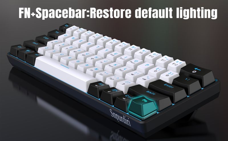 Clavier de jeu mécanique filaire Snpurdiri 60 %, 61 touches anti-ghosting, rétroéclairage LED bleu, ultra compact, deux supports (interrupteur bleu/noir, blanc, bleu glacier)_voghion.com