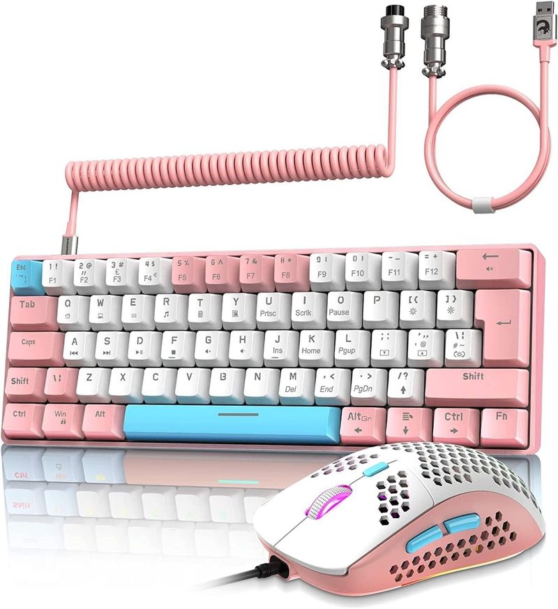ZIYOU LANG T60 60 % UK-Layout, kabelgebundene Gaming-Tastatur und -Maus-Kombination, gewickelt, USB C_voghion.com