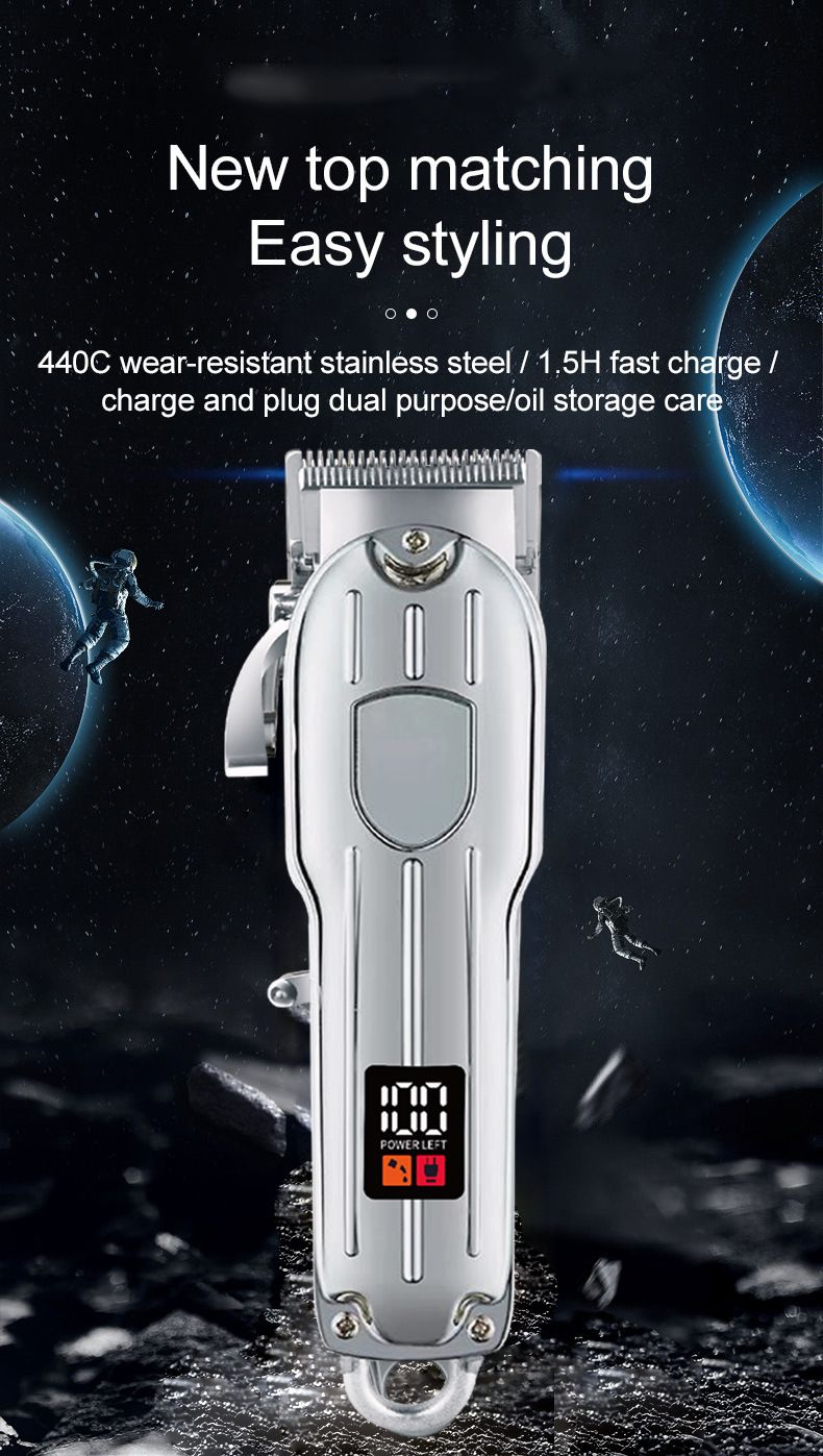 Professional Hair Clipper With Stainless Steel Blades, LCD Display & Rechargeable Battery For Salon & Home Use_voghion.com