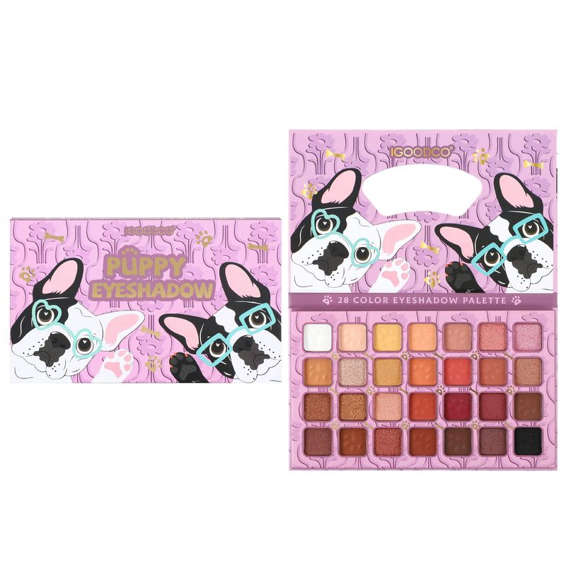 28 Colors Dog Pattern Earth Tone Eyeshadow Palette Matte Shimmer Makeup Palette_voghion.com
