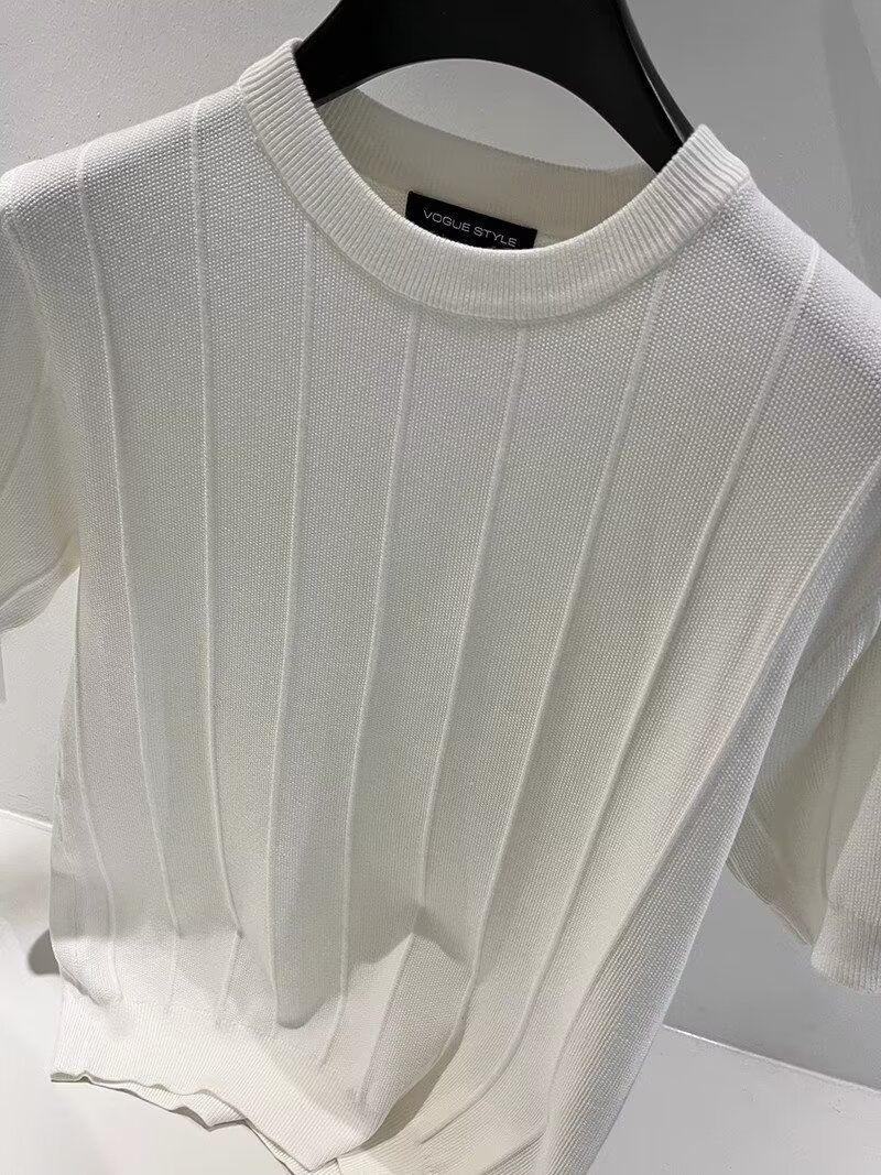 Männerkleeder 2024 Summer Nei Slim Äisseid Gestrickte Ronn Hals Kuerzärm T-Shirt Männer T-Shirt Yuppie T-Shirt Männer_voghion.com