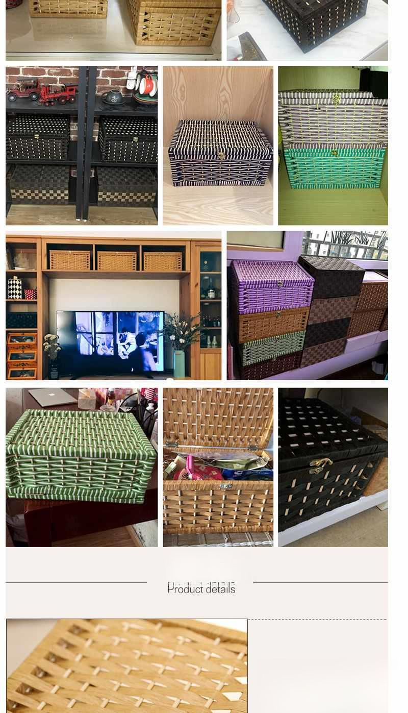 Japanese Style Desktop Woven Miscellaneous Items, Rattan Basket For Cosmetics, Toys, Books, Underwear Storage Box_voghion.com