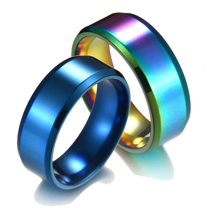 Vendita calda Uomo Argento Nero Acciaio Inossidabile Classico Colore Solido Metallo Bianco Matrimonio Fidanzamento Per Uomo Gioielli Anello Fascia_voghion.com