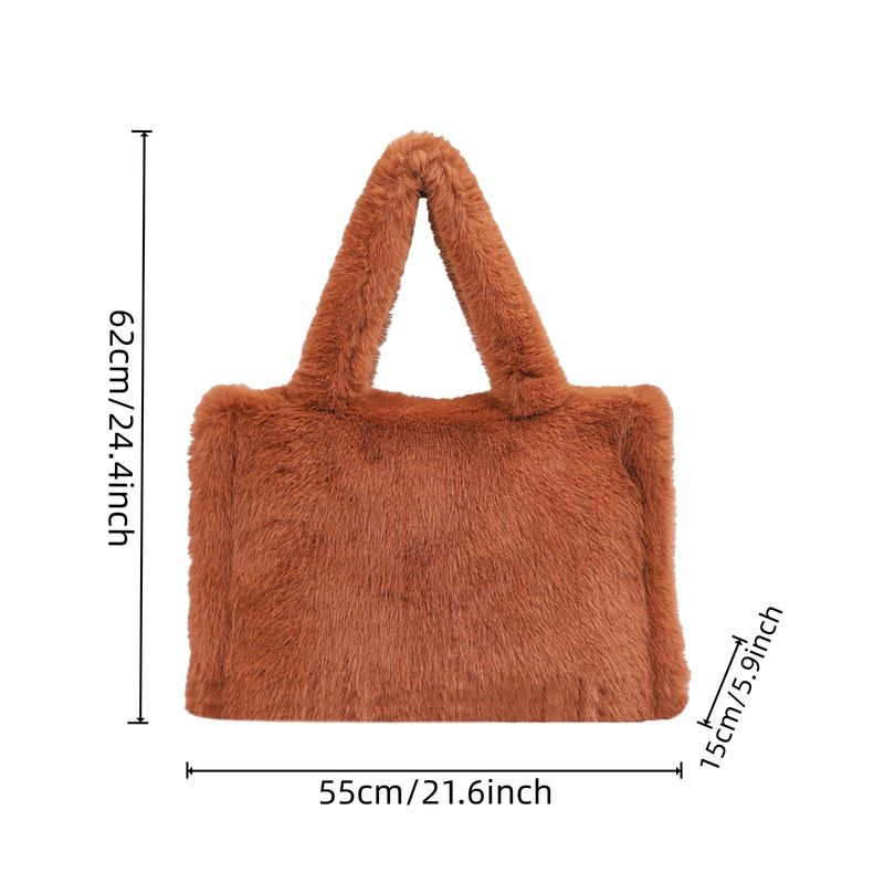Luxury Faux Fur Tote Bag With Long Shoulder Strap, Large Capacity Soft Fluffy Handbag For Women, Stylish Crossbody Bag For Daily Use_voghion.com