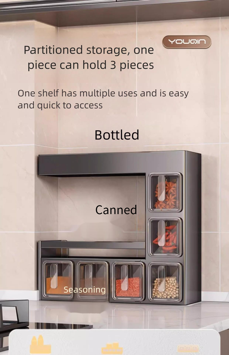 Kitchen Spice Household Multifunctional Seasoning Storage Rack No-Drill Wall-Mounted Multi-Layer Shelf_voghion.com