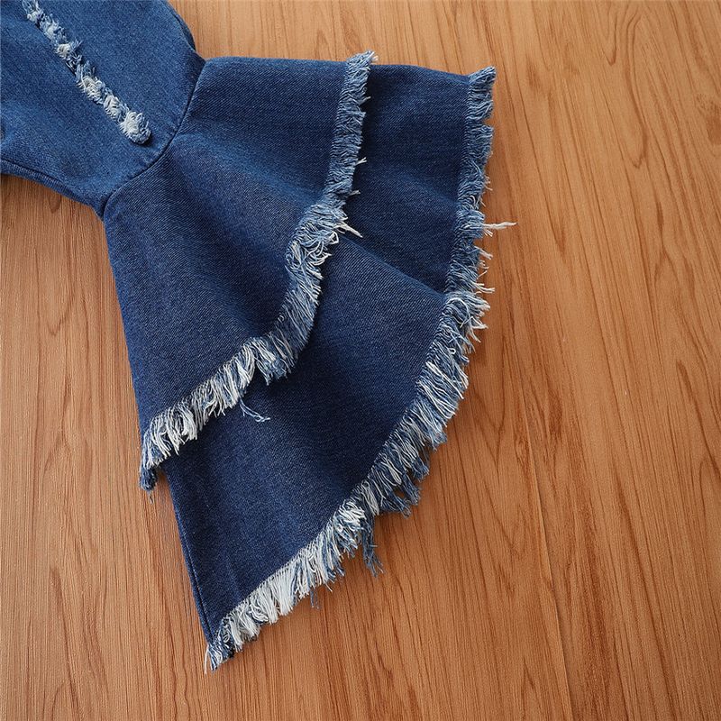 SAMGAMI BABY barneklær på tvers av grenser, jenteklær, matchende overalls, europeiske og amerikanske barnebukser med dobbelt lag, denim og blusset bukse_voghion.com