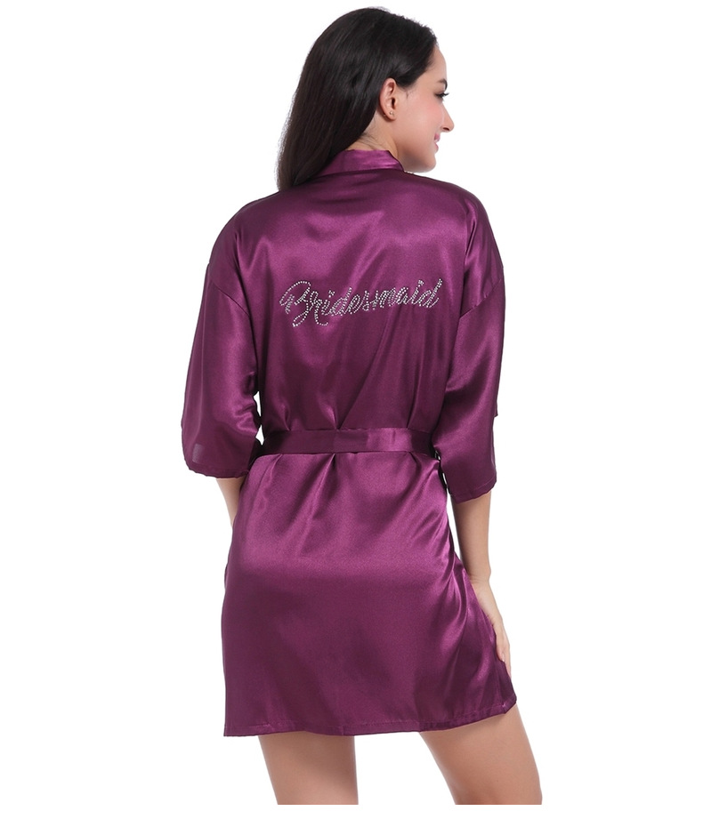 Underwear Wedding Sisters Girlfriends Group Silk Thin Cardigan Nightgown Hot Diamond Bridesmaid Bridesmaid Morning Gown_voghion.com