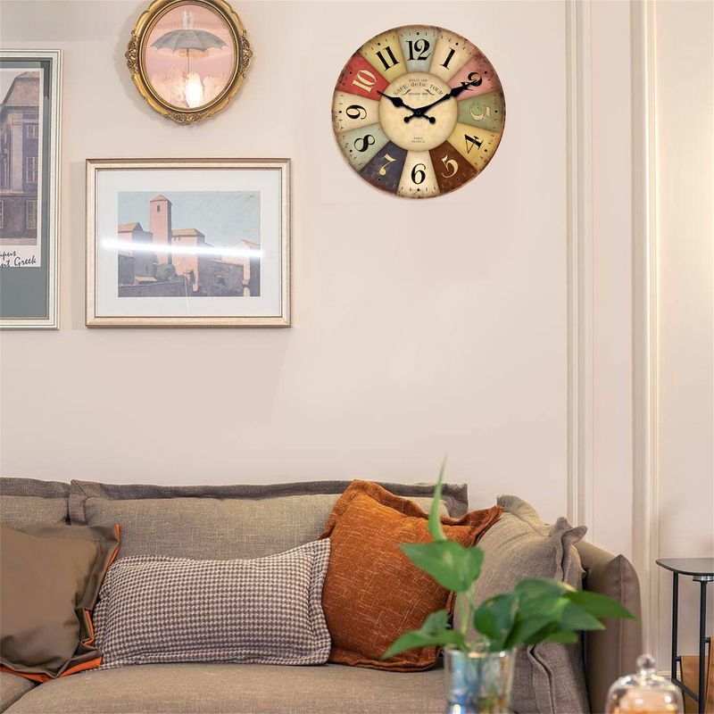 Wooden Retro Wall Clock - Mute Square Home Decor_voghion.com