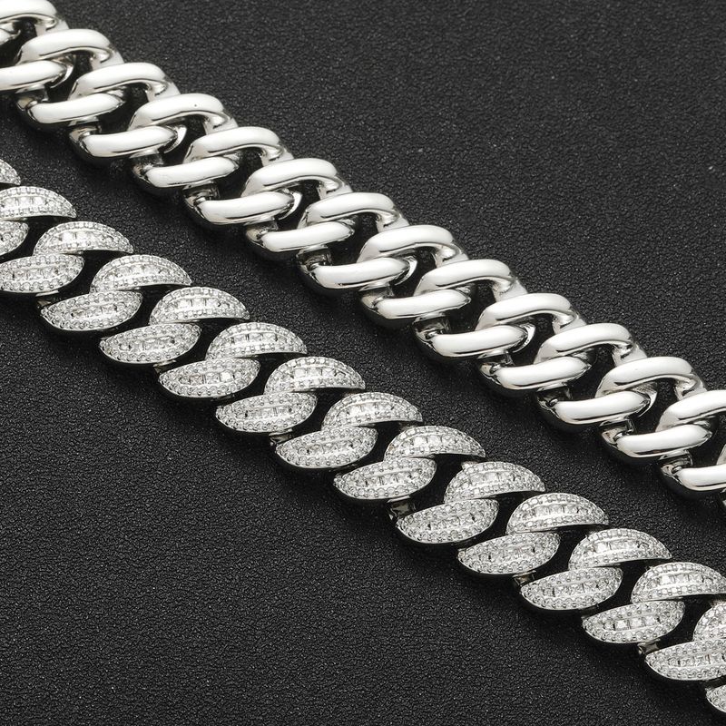 Hip Hop Necklace 15mm Mixed Inlaid T Square Zircon Miami Cuban Chain Trendy Fashion Men's Niche Clavicle Chain_voghion.com
