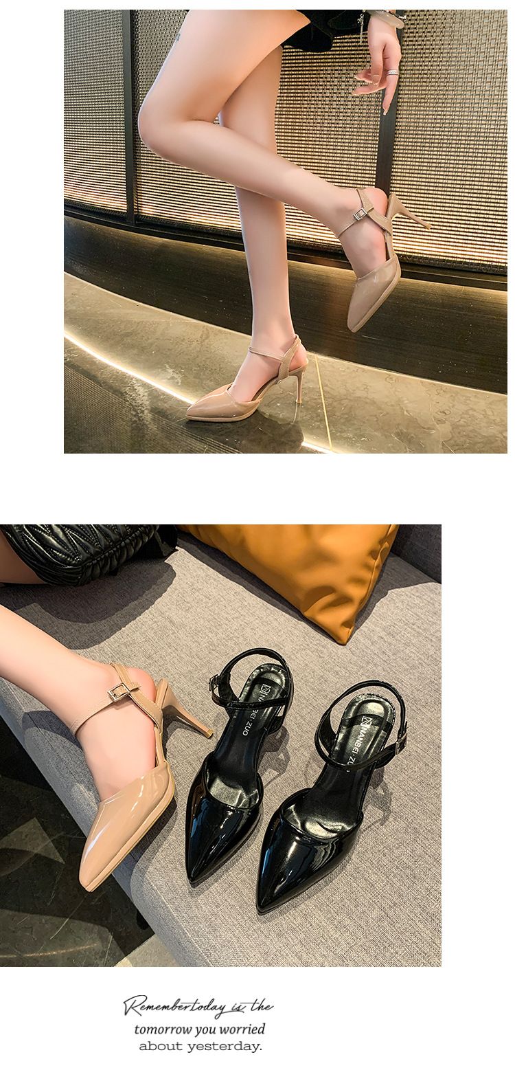 Modischer, spitzer, übergroßer, gerader Schnallenriemen, schmaler Absatz, lässige und trendige High Heels, vielseitige Zehenabdeckung,_voghion.com
