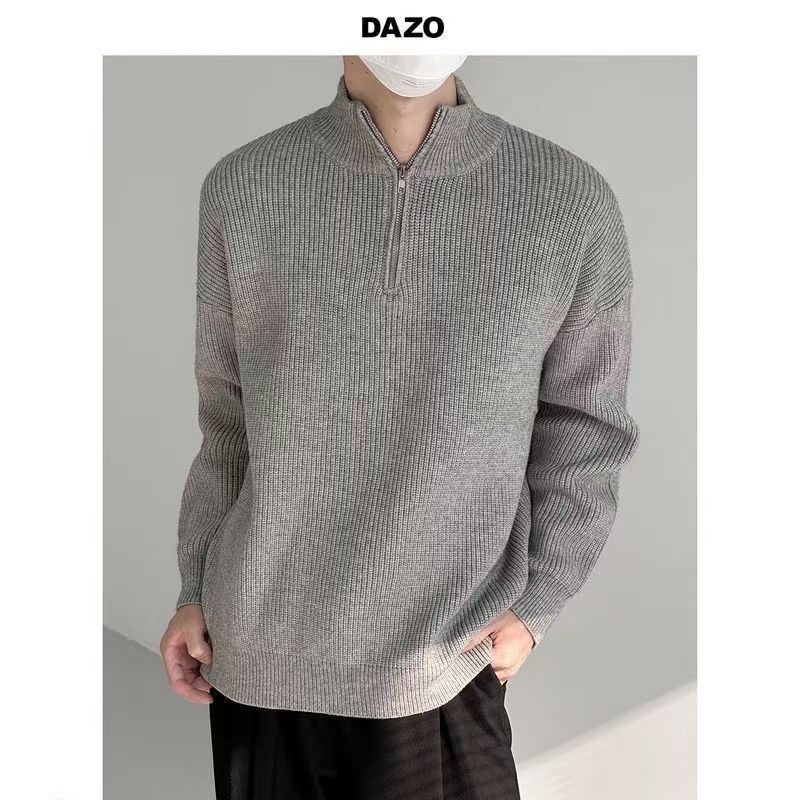 Perlen-Halbreißverschluss-Strickjacke für Herren – Leichtes koreanisches Lagenteil (4 Farben, M-XXXL)_voghion.com