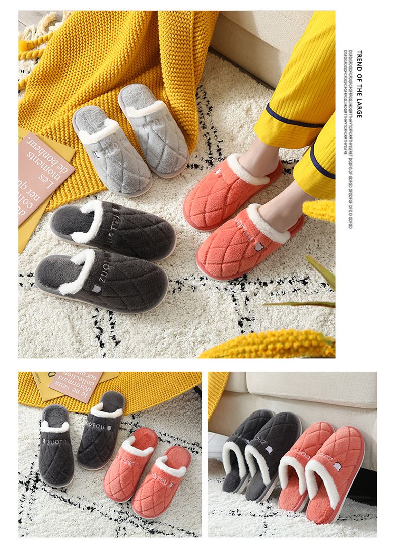 2024 Nuevas zapatillas de algodón para parejas, para mujer, otoño e invierno, para interior del hogar, suela gruesa, antideslizantes, resistentes al desgaste, cálidas para el hogar para hombres_voghion.com