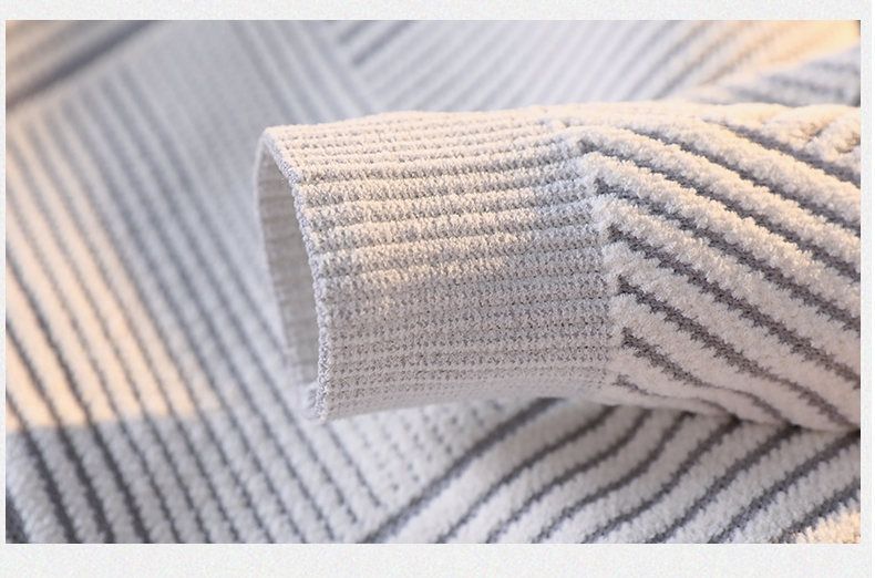 Maglione da uomo in ciniglia spessa con collo alto per studenti - Maglieria invernale morbida e calda in bianco e nero (taglie dalla M alla 3XL)_voghion.com