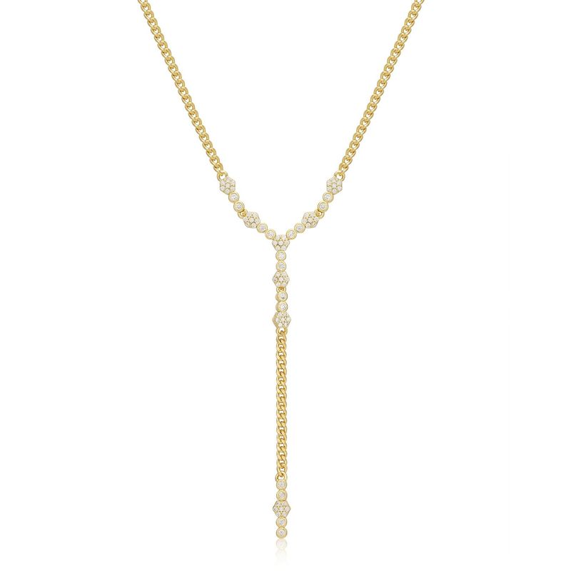 Vintage Geometric Pendant Necklace Elegant Layered Y-Chain With Crystal Accents, Dainty Gold/Silver Statement Jewelry For Daily Wear & Special _voghion.com