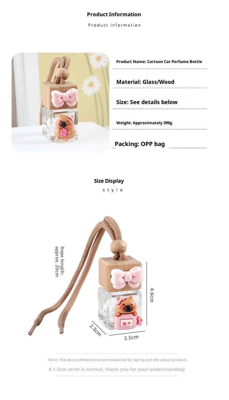 Xiao Deng Xiao Deng Cute Cartoon Capybara Strap Perfume Empty Bottle In-Car Hanging Car Rearview Mirror Decoration Pendant_voghion.com
