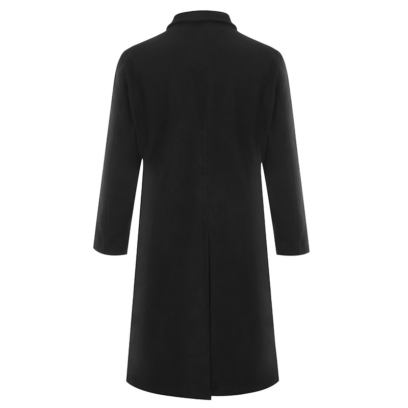 Casaco de lã masculino britânico plus size, longo, frente e verso_voghion.com