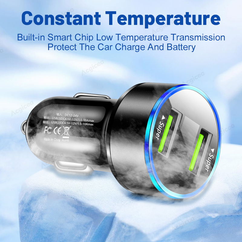 Caricabatteria per auto USB Ricarica rapida 3.0 4.0 QC3.0 PD3.0 10A PD Tipo C Adattatore per telefono per auto Ricarica rapida per iPhone 14 13_voghion.com
