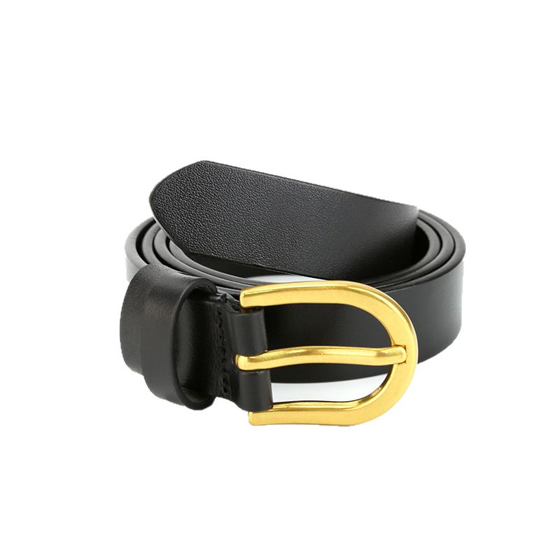 Top Layer Tree Gum Cowhide Pin Buckle Genuine Leather Casual Decorative Korean Style Simple Versatile High-end Sense_voghion.com