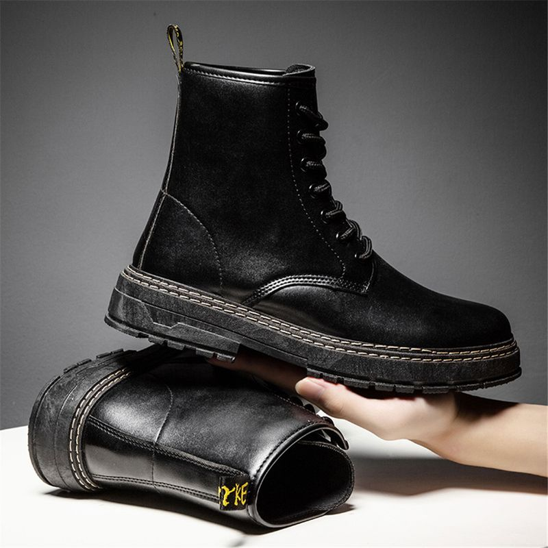 Cuir Martin visoke majice Trend hommes Bottes NOVO Army bottes Yinglun Wind noir nepropusne et antidérapant_voghion.com