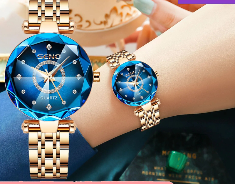 2023 Ocean Heart Quartz Live Broadcast: A Small Crowd Diamond Face Glass Solid Steel Band Women's Waterproof Watch_voghion.com